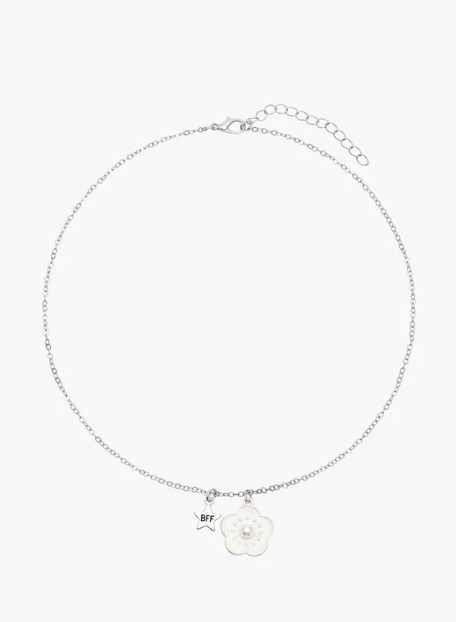 Flora Bella By Shoexpress Floral Pendant Bff Necklace - Set Of 2